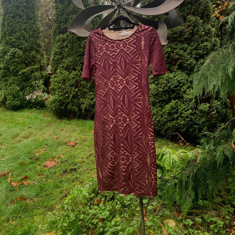 Burgundy Maroon Midi Dress Kelly Renee (modest)